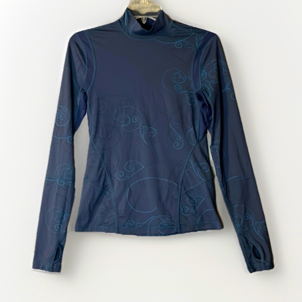 Lululemon All Aligned Mock Neck Long Sleeve Nulu Blue Size 6 swim surf beach